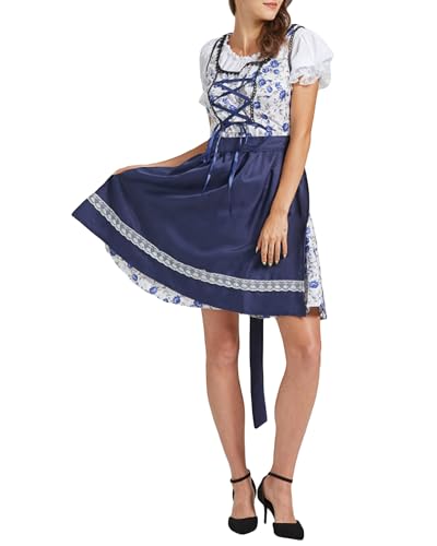 Oktoberfest-Kostüm für Damen, klassisches deutsches Dirndlkleid, Lederhosen-Kostüm für Bierfest (Dunkelblau, XL) von Felcia