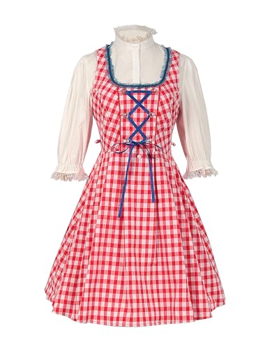 Oktoberfest-Kostüm für Damen, klassisches deutsches Dirndlkleid, Lederhosen-Kostüm für Bierfest (Wassermelonenrot, XL) von Felcia