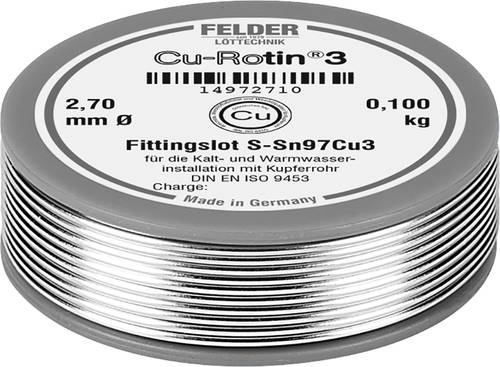 Felder Cu-Rotin® 3 Lötzinn, bleifrei Spule Sn97Cu3 0.100kg 2.7mm von Felder