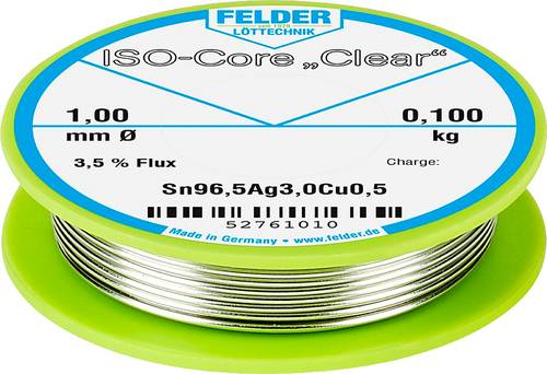 Felder ISO-Core  Clear  SAC305 Lötzinn Spule Sn96,5Ag3Cu0,5 0.100kg 1mm von Felder