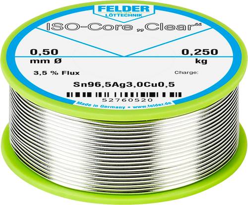 Felder ISO-Core  Clear  SAC305 Lötzinn Spule Sn96,5Ag3Cu0,5 0.250kg 0.5mm von Felder