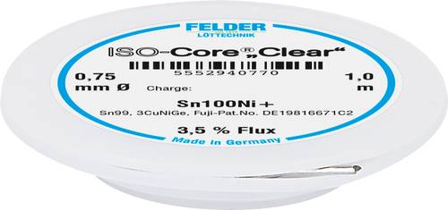 Felder ISO-Core  Clear  Sn100Ni+ Lötzinn, bleifrei Spule Sn99,25Cu0,7Ni0,05 0.75mm von Felder