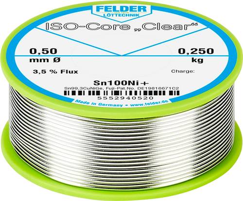 Felder ISO-Core  Clear  Sn100Ni+ Lötzinn Spule Sn99,25Cu0,7Ni0,05 0.250kg 0.5mm von Felder