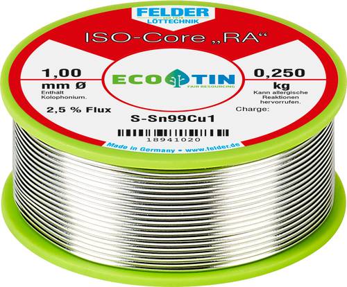 Felder ISO-Core  RA  Sn99Cu1 Lötzinn, bleifrei Spule Sn99,3Cu0,7 0.250kg 1mm von Felder