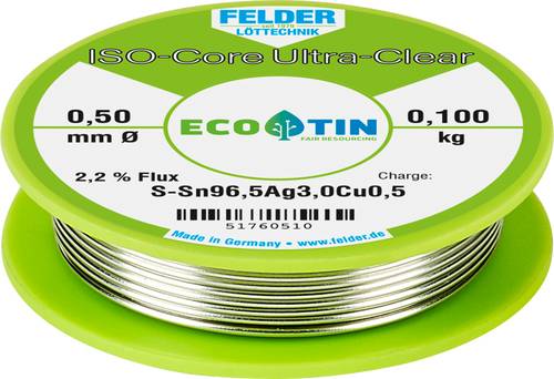 Felder ISO-Core  Ultra Clear  SAC305 Lötzinn Spule Sn96,5Ag3Cu0,5 0.100kg 0.5mm von Felder