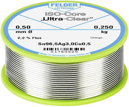 Felder ISO-Core  Ultra Clear  SAC305 Lötzinn Spule Sn96,5Ag3Cu0,5 0.250kg 0.5mm von Felder