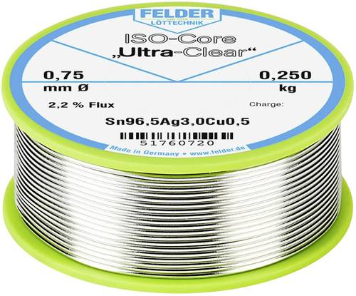 Felder ISO-Core  Ultra Clear  SAC305 Lötzinn Spule Sn96,5Ag3Cu0,5 0.250kg 0.75mm von Felder