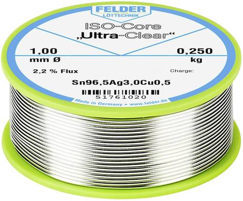 Felder ISO-Core  Ultra Clear  SAC305 Lötzinn Spule Sn96,5Ag3Cu0,5 0.250kg 1mm von Felder