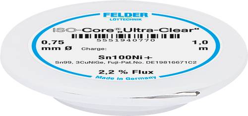 Felder ISO-Core  Ultra-Clear  Sn100Ni+ Lötzinn, bleifrei Spule Sn99,25Cu0,7Ni0,05 0.75mm von Felder