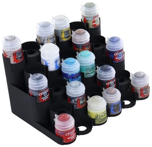 Feldherr Paint Rack kompatibel mit 28 Citadel Farbtöpfchen (12 ml / 18 ml / 24 ml), Farbe:Schwarz von Feldherr