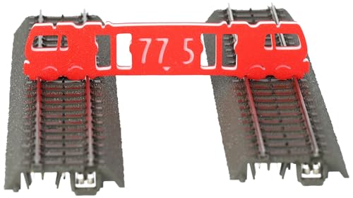 Präzise Gleisabstandslehre H0 für Modellbahnen - 77,5 mm und 64,3 mm Messbereiche - Lokomotiv-Design - Robustes PLA-Material Modellbahn-Enthusiasten, Farbe:Red White von Feldherr