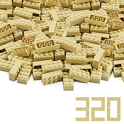 2x4 Bricks Tan 320 Teile Khaki Classic Bauset Kreatives Spielset Grundbausteine Spielzeugzubehör Kompatibel mit 3001 großen Marken (Tan) von Feleph