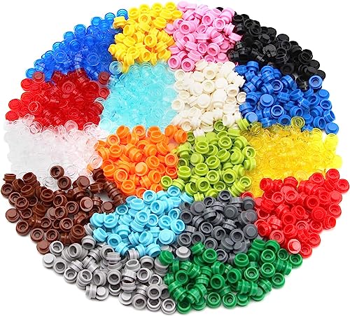 1000 Stücke Platte Rund 1x1 Bausteine Round Plates Parts MOC Farben Mehrfarbige Transparente Ziegel Punkte Lose Stecker Steine Set Kompatibel mit 4073 von Feleph