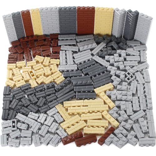 Feleph 260 Stück Mauerstein Set Masonry Profile Bricks Mehrfarbige Bausteine für Wand MOC Mauerwerk Profil Ziegel Kompatibel mit Große Marken von Feleph