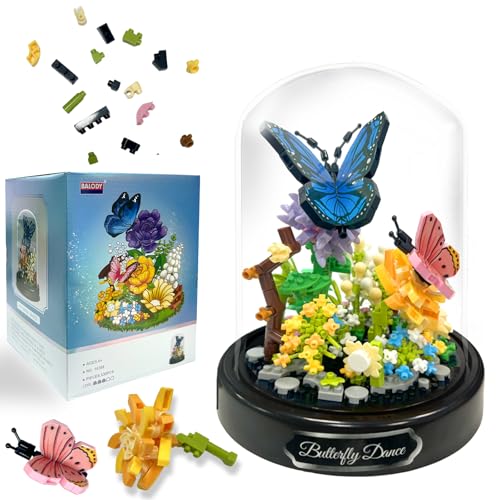 Felicify Blumen Bauspielzeug Sets, 530 Stück Schmetterling Blumen Mini Baustein Set mit Schutzhülle, Blumen Insekten Bausteine, Mikro Blumen Bausteine, Geschenkfür Kinder Erwachsene (Schmetterling) von Felicify