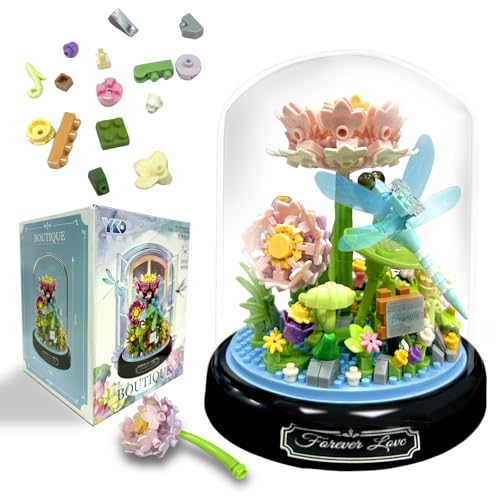 Felicify Blumen Bauspielzeug Sets, 568 Stück Libelle Blumen Mini Baustein Set mit Schutzhülle, Blumen Insekten Bausteine, Mikro Blumen Bausteine, Geschenk für Kinder Erwachsene (Libelle) von Felicify