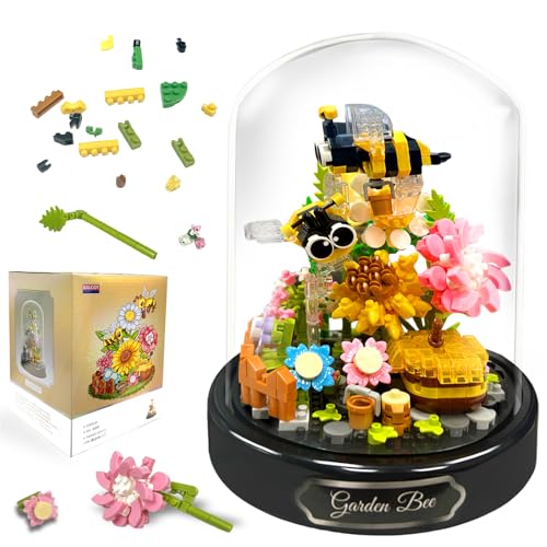 Felicify Blumen Bauspielzeug Sets, 588 Stück Biene Blumen Mini Baustein Set mit Schutzhülle, Blumen Insekten Bausteine, Mikro Blumen Bausteine, Geschenk für Kinder Erwachsene (Biene) von Felicify