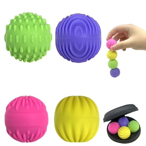 Felicify Fidget Magnetkugeln, 4 Stück Magnet Fidget Spielzeug, Silikon Magnetkugeln für Stressabbau, Magnetische Kugeln Bunt, Sensorische Stress und Angst Linderung für Erwachsene Kinder von Felicify