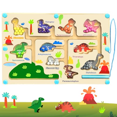 Felicify Magnetspiel Labyrinth Spielzeug, Montessori Spielzeug, Magnetspiel ab 2 Jahre, Motorikspielzeug Sortierspiel, Dinosaurier Magnetspiel für Kinder, Geschenk für Mädchen Jungen von Felicify