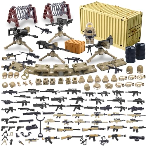 Felicify Waffen Spielzeug Set, 129 Stück Soldaten WW2 Waffen Set, Militär Spielzeug Set, Militär Waffen Set, Militär Figuren, Soldaten Figuren, Baustein Spielzeug für Kinder von Felicify