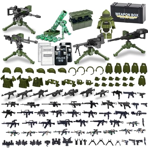 Felicify Waffen Spielzeug Set, 135 Stück Soldaten WW2 Waffen Set, Militär Spielzeug Set, Militär Waffen Set, Militär Figuren, Soldaten Figuren, Baustein Spielzeug für Kinder von Felicify