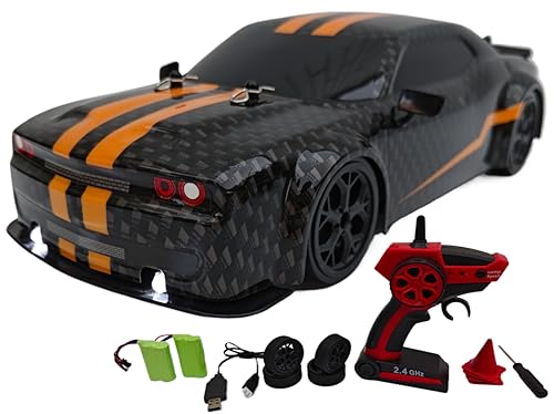 FelizWina - 2,4 G, 1:14, Hochgeschwindigkeits-Fernbedienung, Drift-Auto, 2 wiederaufladbare Batterien, LED, leuchtet auf, bis zu 25 km/h, 4WD Racing Fast Drift RC Auto Fahrzeug Spielzeug für Jungen von FelizWina