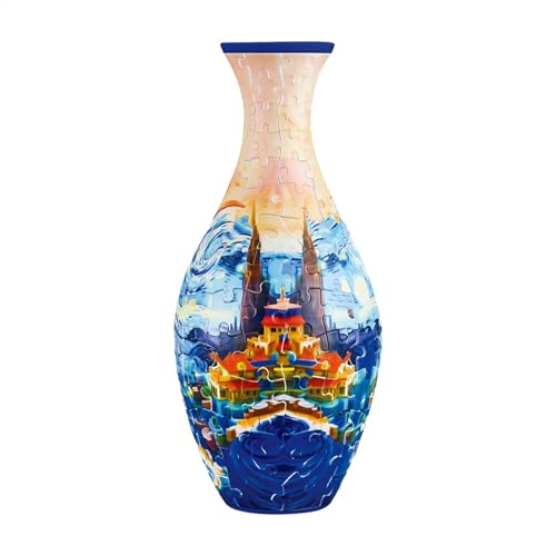 3D-Puzzle-Vase – Einzigartige Blumenvase Aus 160 Gebogenen Puzzleteilen | Puzzle-Blumenvase Zum Basteln, Einweihungsgeschenk Für Blumenarrangements Und Heimdekoration von Fellflying