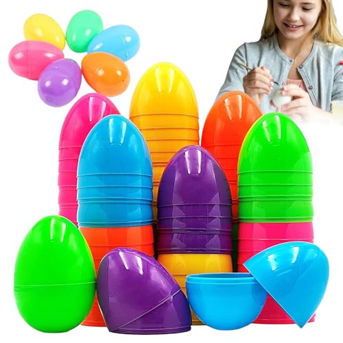 50 Stück Befüllbare Ostereier, Bunte Befüllbare Überraschungs-Ostereier, Plastikeier, Leere Ostereier, Künstliche Eier, Zum Befüllen, Ostersuche, Kinder, Osterspiele, Osterspaß Für Kinder (6 X 4 Cm) von Fellflying