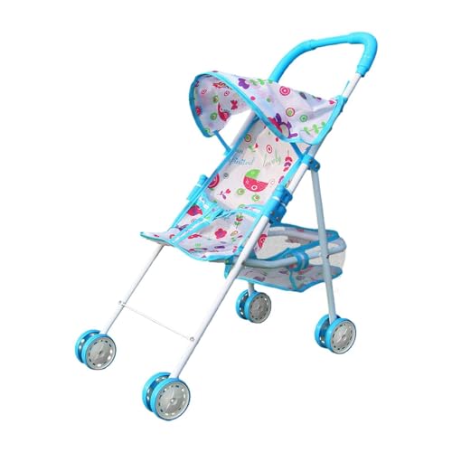 Fellflying Babypuppen-Kinderwagen | Zusammenklappbarer Puppenkinderwagen Für Kleinkinder | Rollenspiel-Spielzeugpuppen-B-uggy-Kinderwagen | Kinderspielzeug-Kinderwagen Für Bibi-Puppe von Fellflying