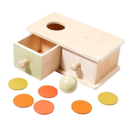 Fellflying Objektpermanenzbox, Bunte Münz- Und Ball-Einwurfbox Mit Schublade, Sensorisches Holzspielzeug Für Babys Von 6–12 Monaten, Babyspielzeug, Pädagogisches Lernaktivitätsspiel Für Die Vorschule von Fellflying