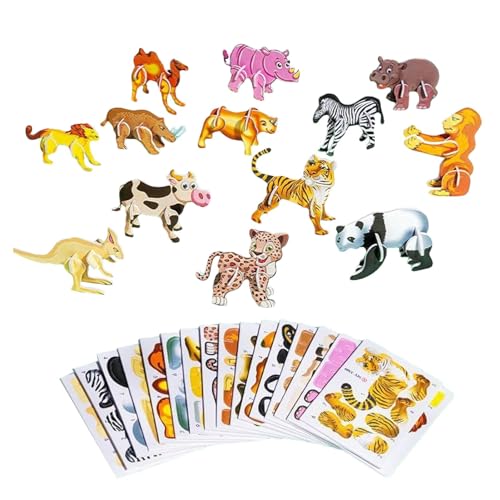 Pädagogisches 3D-Cartoon-Puzzle – 25-teiliges 3D-Puzzle Für Kinder | 3D-Puzzle Tiere Lernspielzeug Für Kinder | 3D-Puzzles Für Kinder, Aktivitätsspielzeug | Geburtstagsgeschenke Für Jungen Und Mädchen von Fellflying