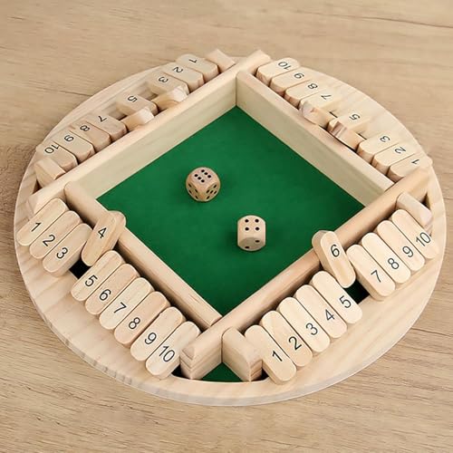 Shut The Box Für 4 Spieler | Brettspiele Aus Holz | Shut The Box-Spiel Mit Würfeln | Tolle Brettspiele Für Die Ganze Familie, Pädagogische Würfelspiele | Lustiges Urlaubs- Und Reisespiel Für Kinder von Fellflying