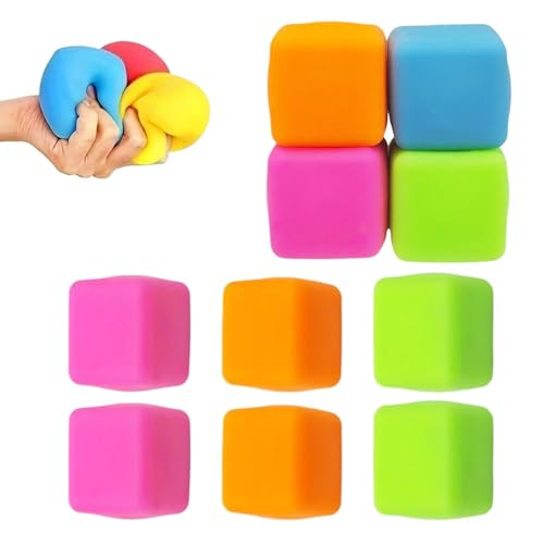 Fenayuu 10 Stück Antistressbälle | Cubes Sensory Stress Bälle | Stress Ball Cube | Fidget Toys Squeeze Balls | Schöne Farben Stressball - Weiche Stressabbau von Fenayuu