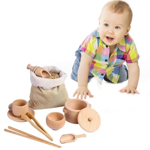 Fenayuu Sensorische Bin-Tools | Kleinkinder -Spielzeug | 8 Set Holzschaufeln Und Holzzangen - Feinmotorisches Lernspielzeug Für Kinder Ab 3 Jahren von Fenayuu