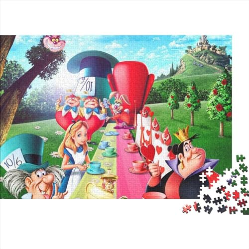 1000-teiliges Alice im Wunderland-Puzzle für Erwachsene, Holzpuzzle für Teenager, Geschenke, Lernspiel, Herausforderungsspielzeug (Größe 75x50cm) von Fengflyx