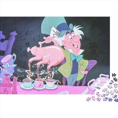 1000-teiliges Alice im Wunderland-Puzzle für Erwachsene und Teenager, Puzzle-Puzzles für Erwachsene, einzigartige Heimdekoration und Geschenke (Größe 75x50cm) von Fengflyx