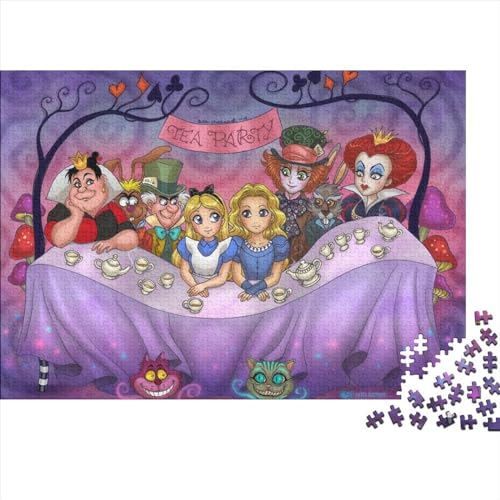 300-teiliges Alice im Wunderland-Puzzle für Erwachsene und Jugendliche, Holzpuzzle für Erwachsene, Puzzle für Erwachsene (Größe 40x28cm) von Fengflyx