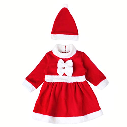 Fenical weihnachtsoutfit kleinkind weihnachtsmann kostüm set weihnachtsfeier cosplay kleid und hut set für kinder babys - größe m von Fenical