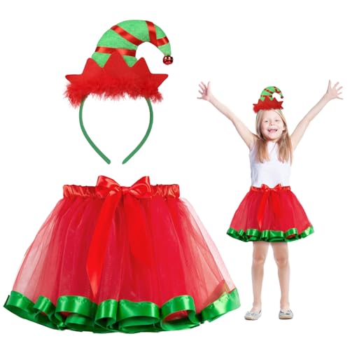 Fennoral 2tlg Weihnachtself Kostüm Mädchen Weihnachten Elf Kinderkostüm mit Grün Rot Tutu Rock Haarreif Wichtel Weihnachtskostüm Weihnachtself Cosplay Kostüm Zubehör für Weihnachtsparty Xmas Party Fennoral 2tlg Weihnachtself Kostüm Mädchen Weihnachten Elf Kinderkostüm mit Grün Rot Tutu Rock Haarreif Wichtel Weihnachtskostüm Weihnachtself Cosplay Kostüm Zubehör für Weihnachtsparty Xmas Party von Fennoral