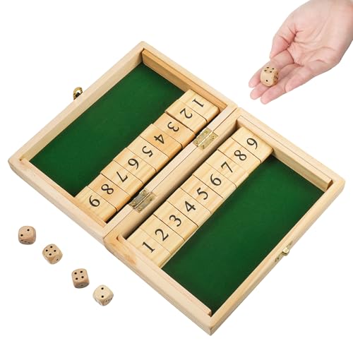 Fentar Würfelspiel Holz, Bildungs Shut The Box 2 Spieler, Hochwertig Holz Spiele, Bunt Tabletop Taktikspiel mit 4 Würfel, Würfelspiele für Erwachsene & Kind, Mathe Klappbrett Spiel für Familie Fentar Würfelspiel Holz, Bildungs Shut The Box 2 Spieler, Hochwertig Holz Spiele, Bunt Tabletop Taktikspiel mit 4 Würfel, Würfelspiele für Erwachsene & Kind, Mathe Klappbrett Spiel für Familie von Fentar