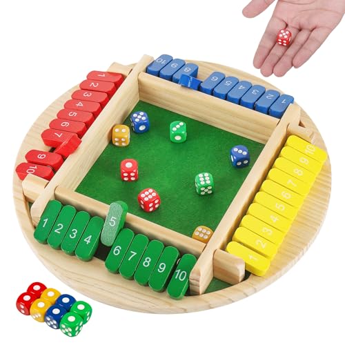Fentar Würfelspiel Holz, Bildungs Shut The Box 4 Spieler, Hochwertig Holz Spiele, Bunt Tabletop Taktikspiel mit 8 Würfel, Würfelspiele für Erwachsene & Kind, Mathe Klappbrett Spiel für Familie Fentar Würfelspiel Holz, Bildungs Shut The Box 4 Spieler, Hochwertig Holz Spiele, Bunt Tabletop Taktikspiel mit 8 Würfel, Würfelspiele für Erwachsene & Kind, Mathe Klappbrett Spiel für Familie von Fentar