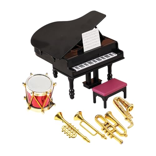 Fenteer 1/12 Puppenhaus Mini-Instrumente Miniaturmöbel Musikinstrumenten-Set für Puppenhaus Balkon Badezimmer Schlafzimmer Wohnzimmer, 6 Stück von Fenteer