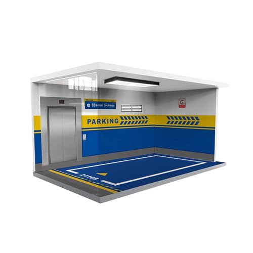 Fenteer 1/18 Modelle Auto Vitrine Simulation Garage Parkplatz mit Lichtern Acryl Fahrzeug Szene Spielzeug, Blau von Fenteer