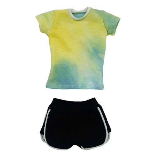 Fenteer 1: 6 Casual Lose Top mit Shorts Summer Tops lässige Kurzarm -Shorts für 12 -Zoll -Actionfiguren Accessoires, Gelb von Fenteer