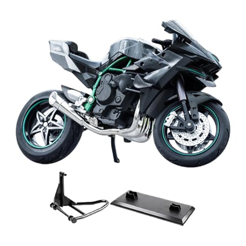 Fenteer 1:10 Motorradmodellmotorbike -Motorradspielzeug, Ornament, Sammlersimulation mit Geräusch und Licht für Jungen Mädchen Kinder, Grau mit Ständer von Fenteer