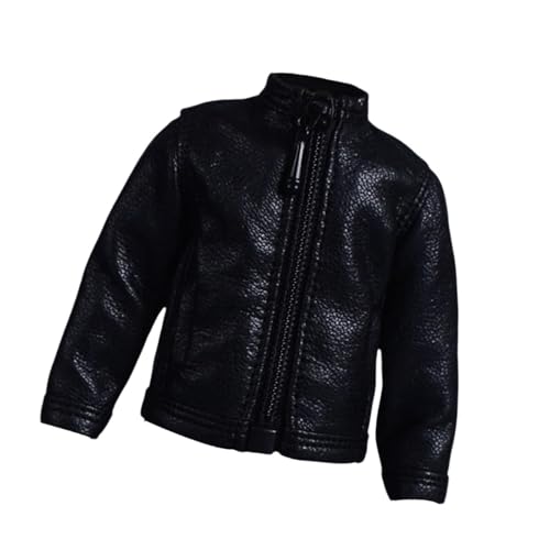 Fenteer 1:12 PU Lederjacke, handgefertigte Puppenkleidung fürfür 6in Puppenmodell Dress Up ACCS, Schwarz von Fenteer