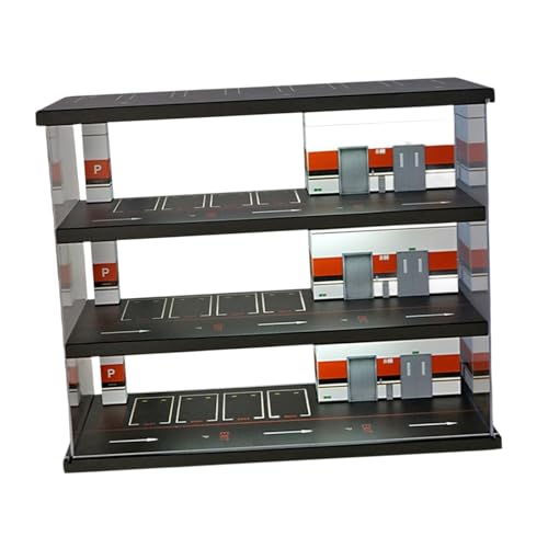 Fenteer 1:64 Garagenvitrine mit LED-Sammlung, 3 Ebenen, Fahrzeuggarage, Schaufenster, Aufbewahrungsbox für Puppenmodellautos von Fenteer