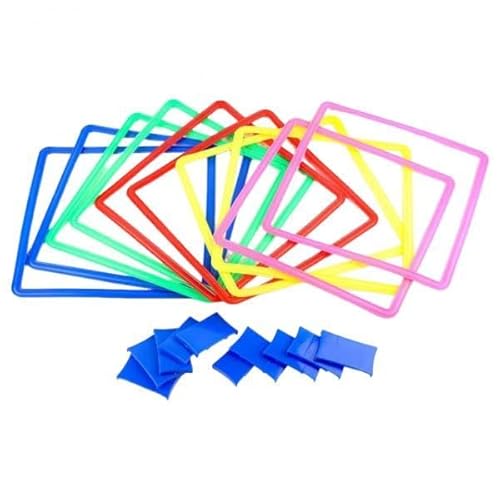 Fenteer 10 Stück Ringe, Ringwurfspiel, mehrfarbiges Agility-Trainingsspielset, Agility-Ringe für für Jugendliche, für drinnen und, Quadrat Fenteer 10 Stück Ringe, Ringwurfspiel, mehrfarbiges Agility-Trainingsspielset, Agility-Ringe für für Jugendliche, für drinnen und, Quadrat von Fenteer