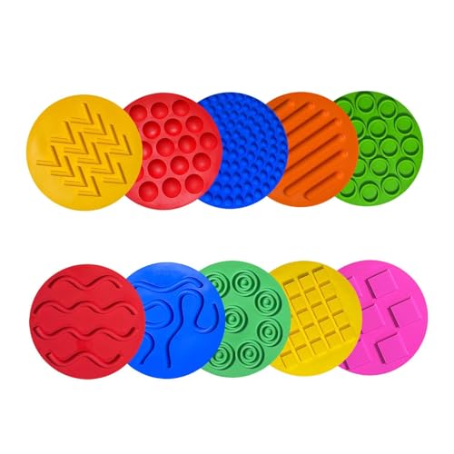 Fenteer 10 Stück Sensorische Pads Sensorische Kreise Sensorisches Spielzeug Sensorische Scheiben Matte Sensorische Silikonmatten für Spiel Kinder Training von Fenteer