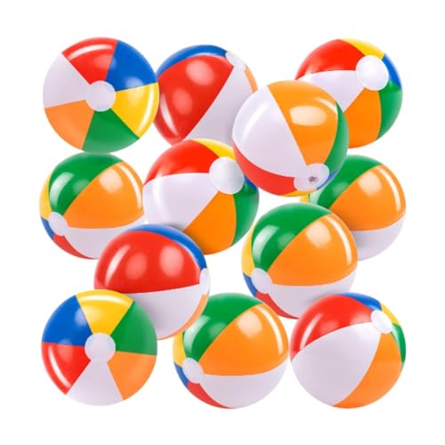 Fenteer 12 Stücke aufblasbare Strandbälle, Strandspielzeug, PVC lustige Geschenke, Neuheitspool -Spielzeug für Urlaubswasserspiele Beachball Party von Fenteer